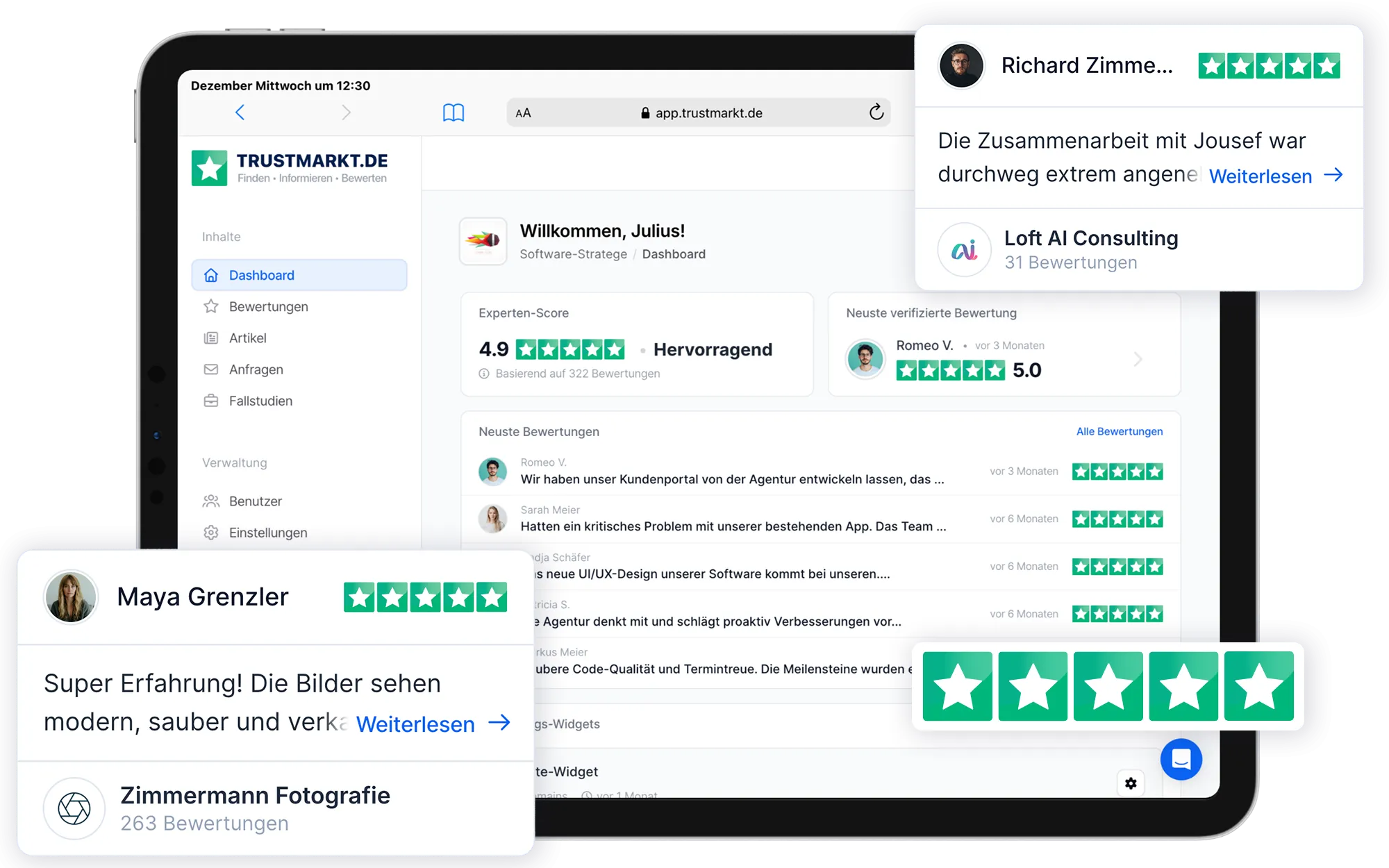 Verifizierte Kundenbewertungen sammeln mit Trustmarkt – Übersicht