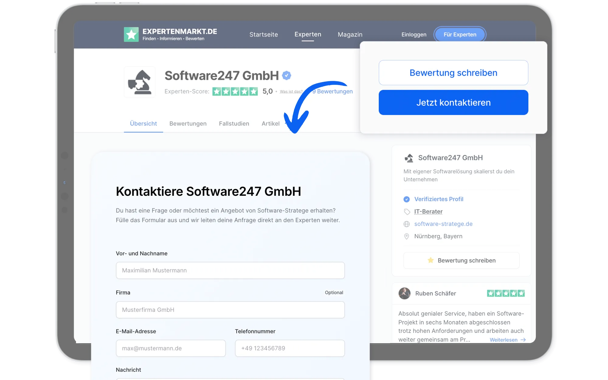 Qualifizierte Kundenanfragen über Trustmarkt-Profil erhalten