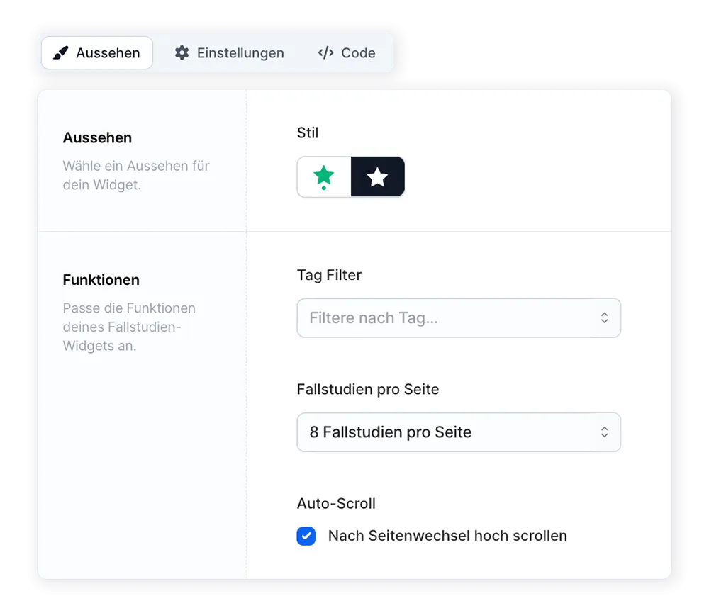 Fallstudien-Widget einmal einbinden und dauerhaft Zeit sparen