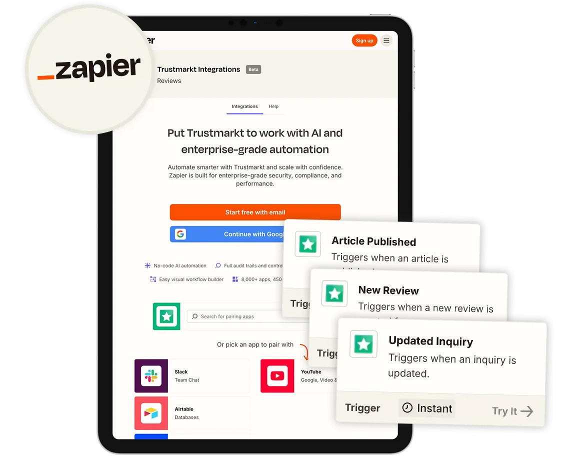 Trustmarkt Zapier-Integration - Automatisierte Workflows ohne Code