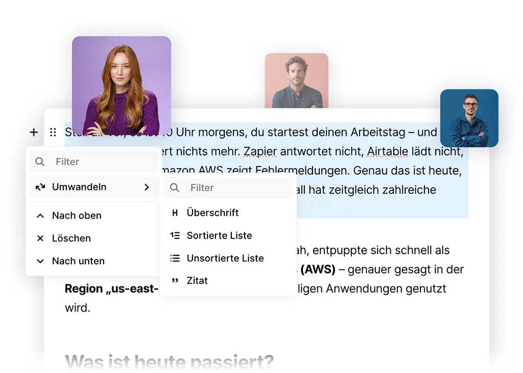 Team-Zusammenarbeit an Artikeln in Trustmarkt